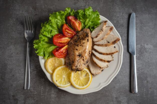 Grill chicken with vegetables